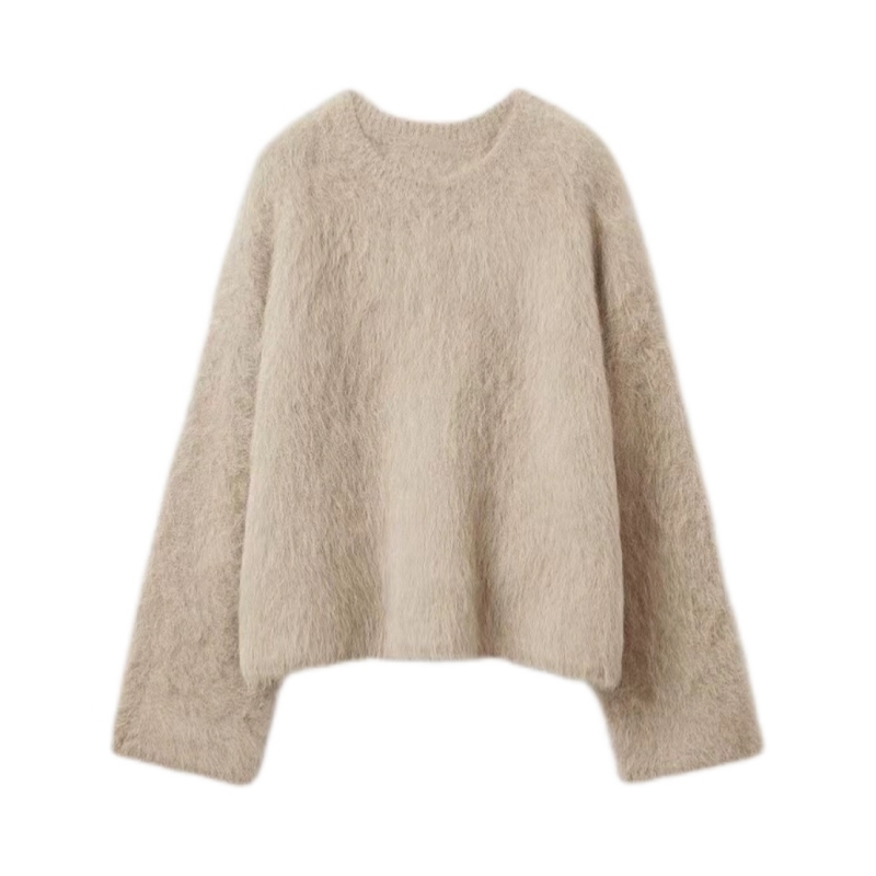 Crew Neckline Long Sleeves Alpaca Sweater - NY015